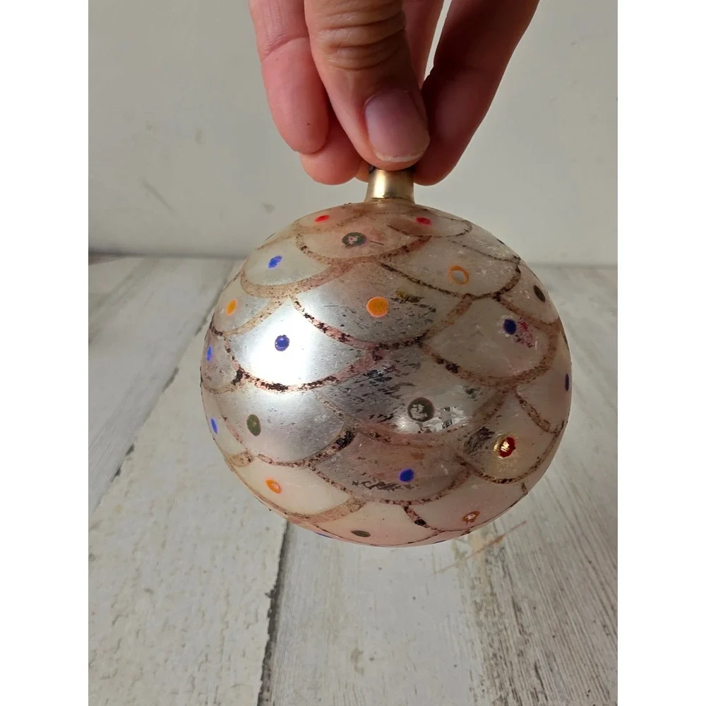 Vintage Poland mermaid glass ornament rainbow jumbo Xmas tree
